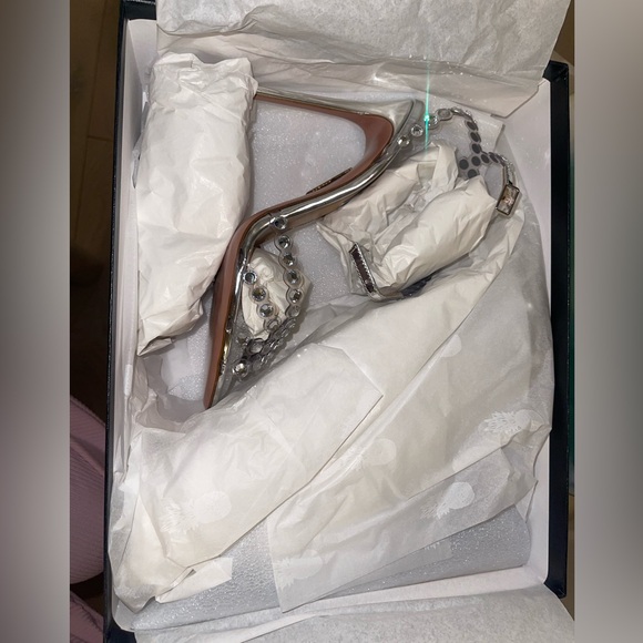Aquazzura Silver Tequila Plexi Sandal 105 (brand new)